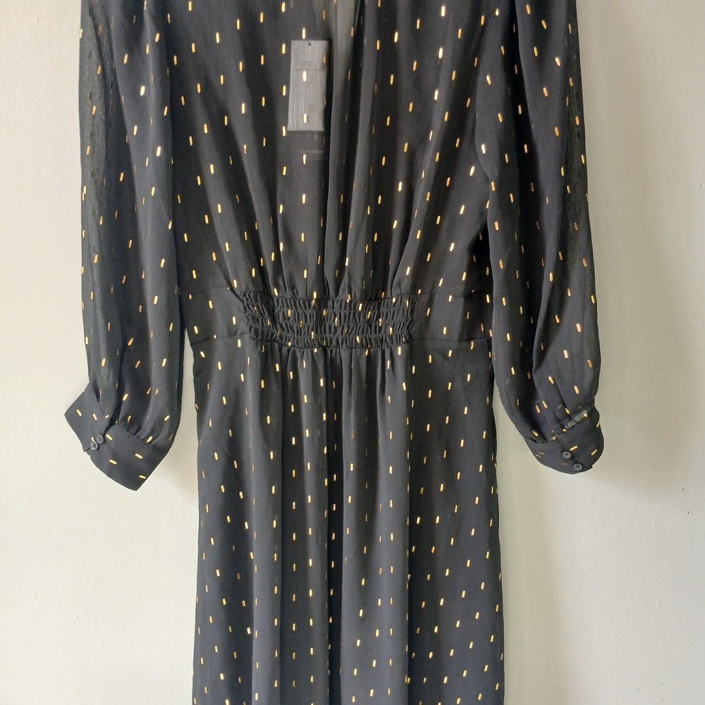 Banana Republic Women's Size XS Black Gold Metallic Blouson Dress Lined NWT!!! - Picture 13 of 16